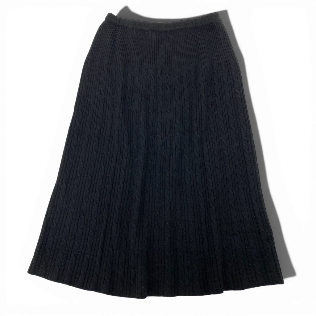 43l25《美品》 BALLANTYNE バランタイン ピュアカシミヤ 100％ ニットスカート サイズ14 ブラック PURE CASHMERE スコットランド製 タグ付きt18r