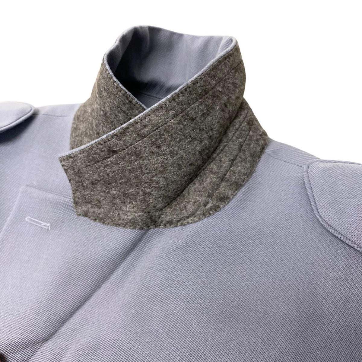 10j15 【未使用】 DIOR HOMME ディオール オム アシンメトリーボタン サファリジャケット ウエストベルト サイズ48 ブルーグレー ウール100％ メンズu02t