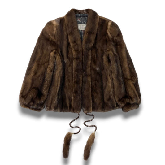 68c24 Roberto Ricci × SAGA MINK サガミンク 銀サガ デミバフミンク ファーコート しっぽコード付 サイズ11 ブラウン 最高級本毛皮 Mink Fur Coatt18r