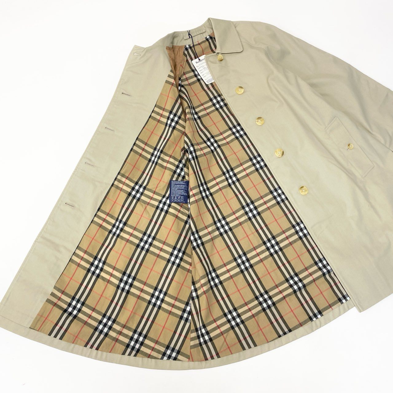 83b23【極美品】Burberrys バーバリーズ デッドストック ステンカラーコート ノバチェック イングランド製 8サイズ ベージュ レディース 女性用k02i