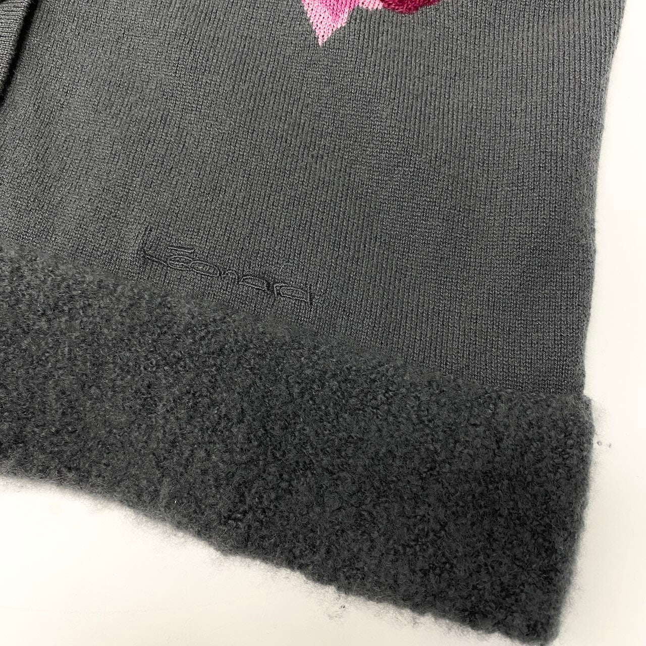 78d9 LEONARD FASHION レオナール ニットカーディガン ニットジャケット 花柄刺繍 ラインストーン ビーズ装飾 カシミヤ混 サイズ42 グレー系 レディース 女性用o07t