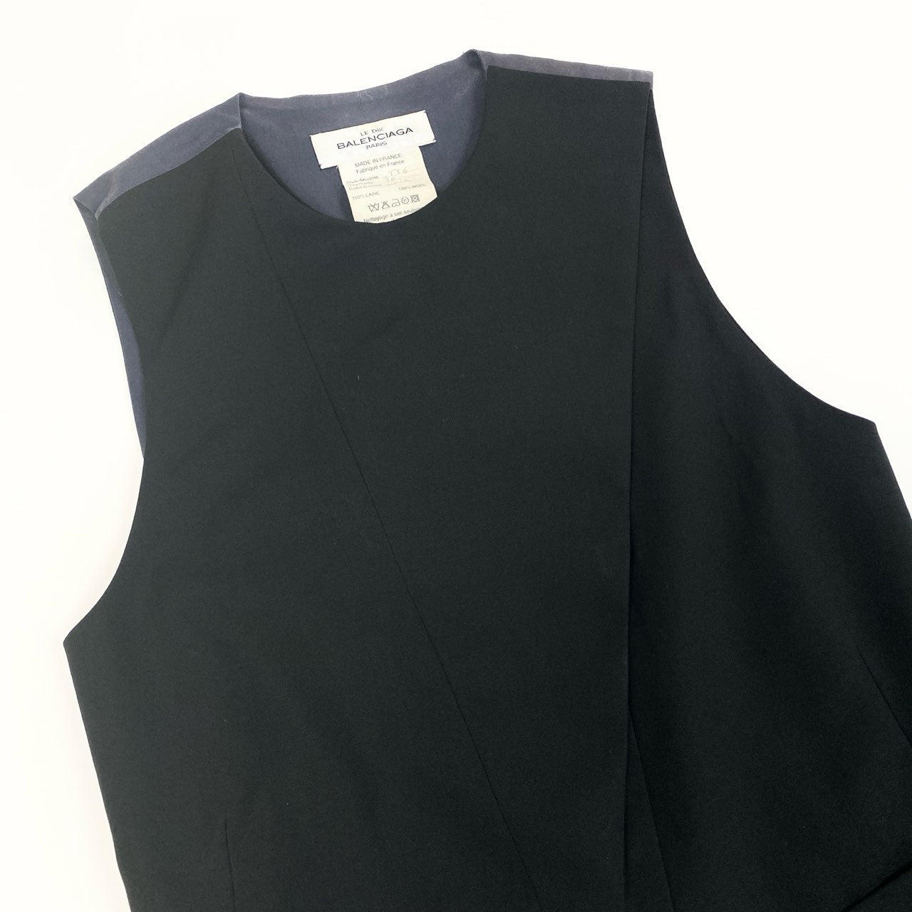 6b12 BALENCIAGA バレンシアガ 変形ジレベスト ノースリーブカットソー 36サイズ ブラック ウール100％ レディース 女性用u02t