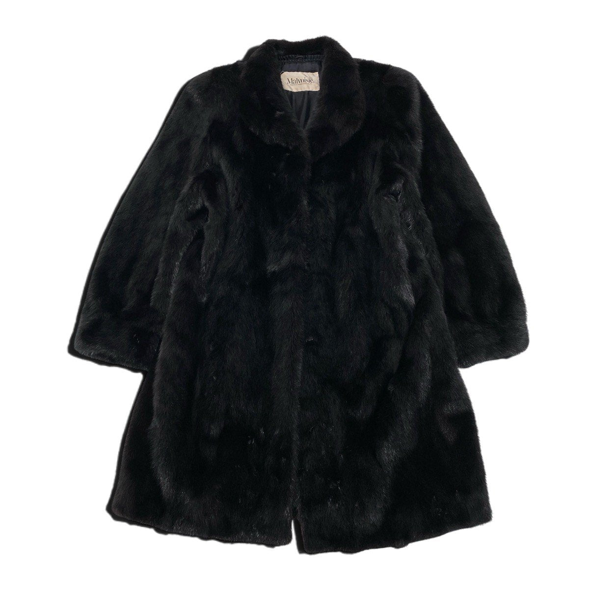 73i19 Malvoisie ダークミンク ロングコート 丈100cm サイズ11 ブラック 本毛皮 Dark Mink Fur Long Coat リアルファーt18r
