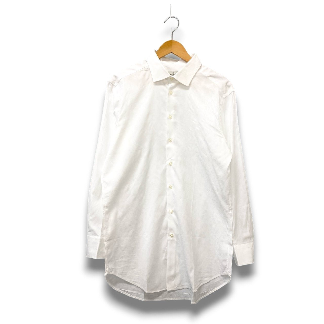 5c2 【美品】 ETRO エトロ ペイズリー柄 ロングスリーブシャツ コットンシャツ 総柄 イタリア製 メンズ 紳士服 サイズ43 ホワイト 綿100％u02t