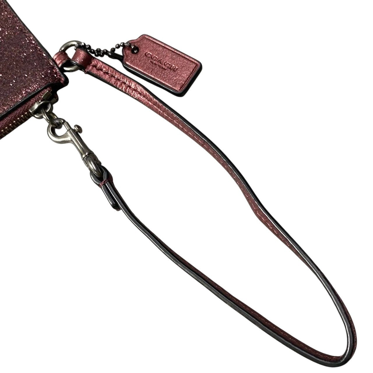 g18 【美品】 COACH コーチ グリッター リストレットポーチ ピンク レディースt18r