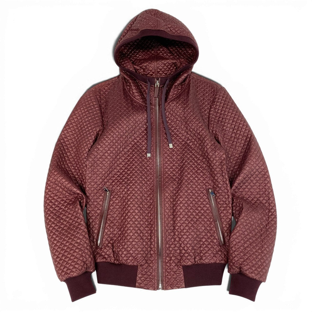 23a27【美品】DOLCE&GABBANA ドルチェアンドガッバーナ キルティング ジップアップフーディー パーカー ジャケット イタリア製 G9FH7T G7FQM 46サイズ ボルドー メンズ 男性用o07t