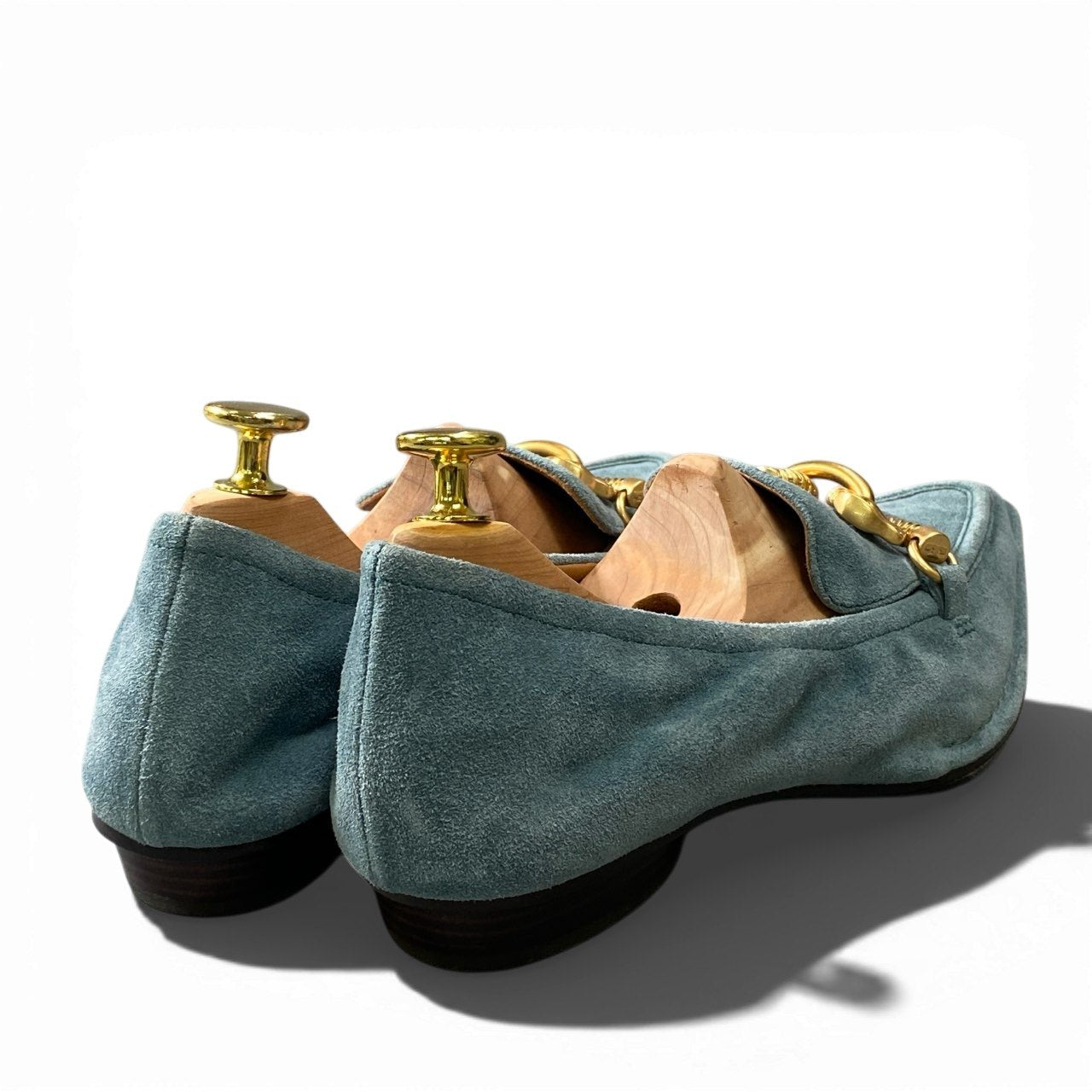 1a6 TORY BURCH トリーバーチ ローファー パンプス フラットシューズ スウェード 8Mサイズ ブルー系 レザー レディースk02i