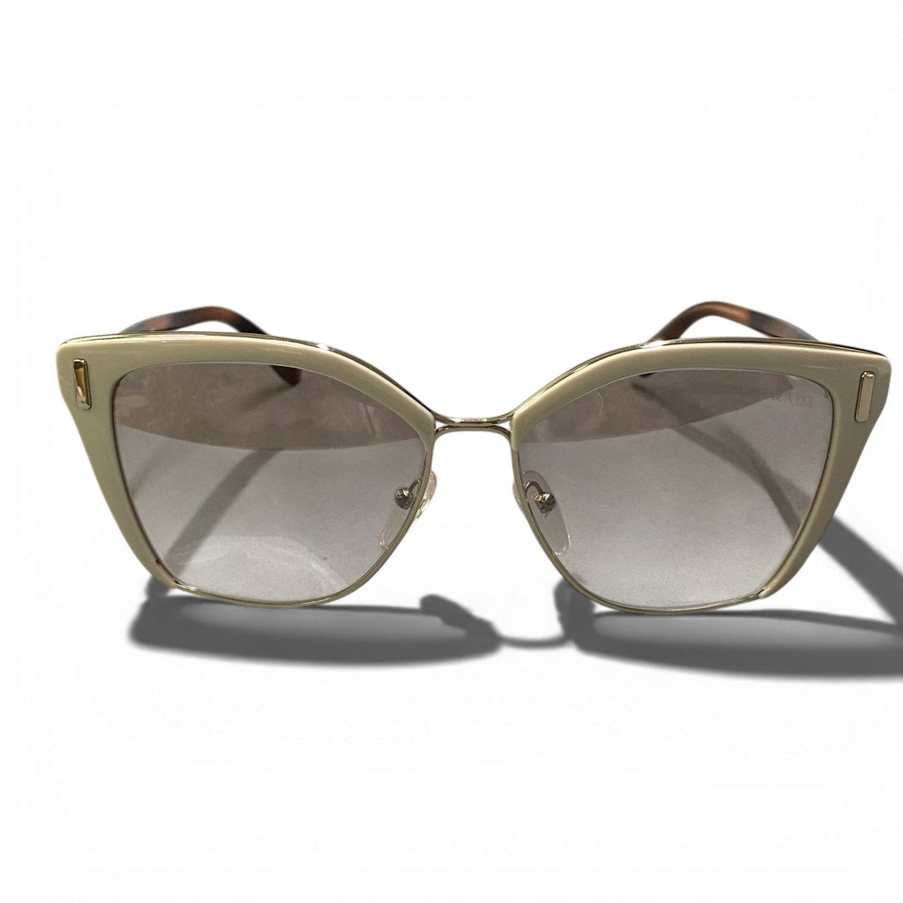 b15 PRADA プラダ ロゴ サングラス アイウェア SPR56T 57□16 アイボリー レディースta1