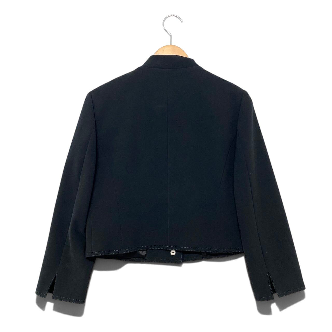 48i1 MAX&Co. マックスアンドコー スタンドカラー ジャケット ストレッチ素材 サイズ44 ブラック レディースu02t