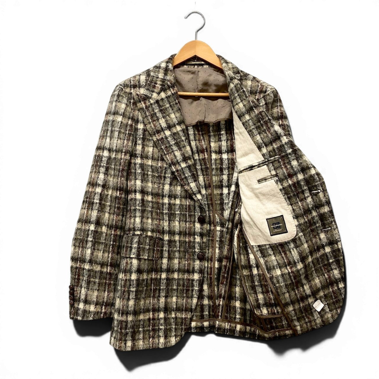 71f16【美品】 0205 PINOLERARIO Revival ピーノ・レラリオ・リヴァイバル テーラードジャケット アンコンジャケット チェック柄 サイズ48 マルチカラー メンズ 紳士服u02t