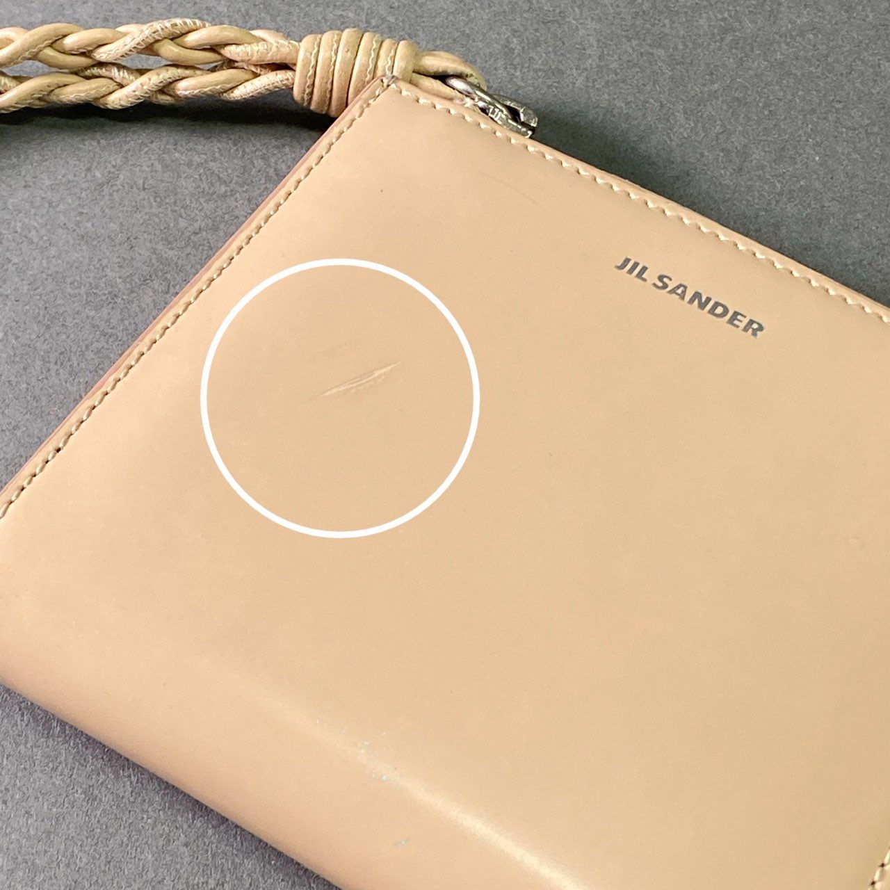 a20 JIL SANDER ジルサンダー GIRO カードホルダー ベージュ カーフレザー エンボスロゴ パスケース コインケース 財布 イタリア製