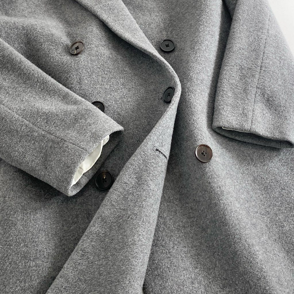 47g6 《美品》 LARDINI ラルディーニ カシミヤ混 ダブル チェスターコート ロングピーコート ブートニエール 40 グレー イタリア製