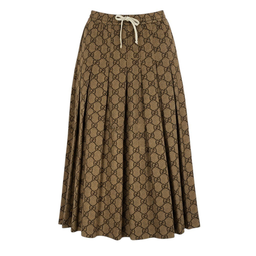 Ic16【美品】GUCCI グッチ テクニカルジャージスカート プリーツスカート GGロゴ サイズXS ブラック レディースk02i