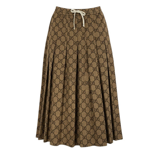 Ic16【美品】GUCCI グッチ テクニカルジャージスカート プリーツスカート GGロゴ サイズXS ブラック レディースk02i