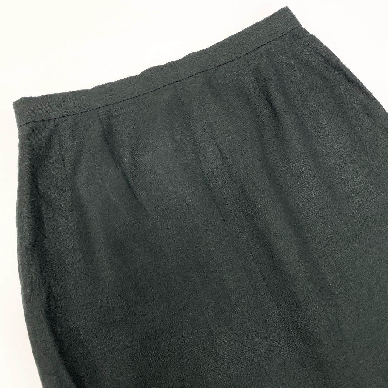 4k23 Hermès エルメス VINTAGE リネンスカート 膝丈スカート レディース 女性用 42 ブラック 麻100％u02t