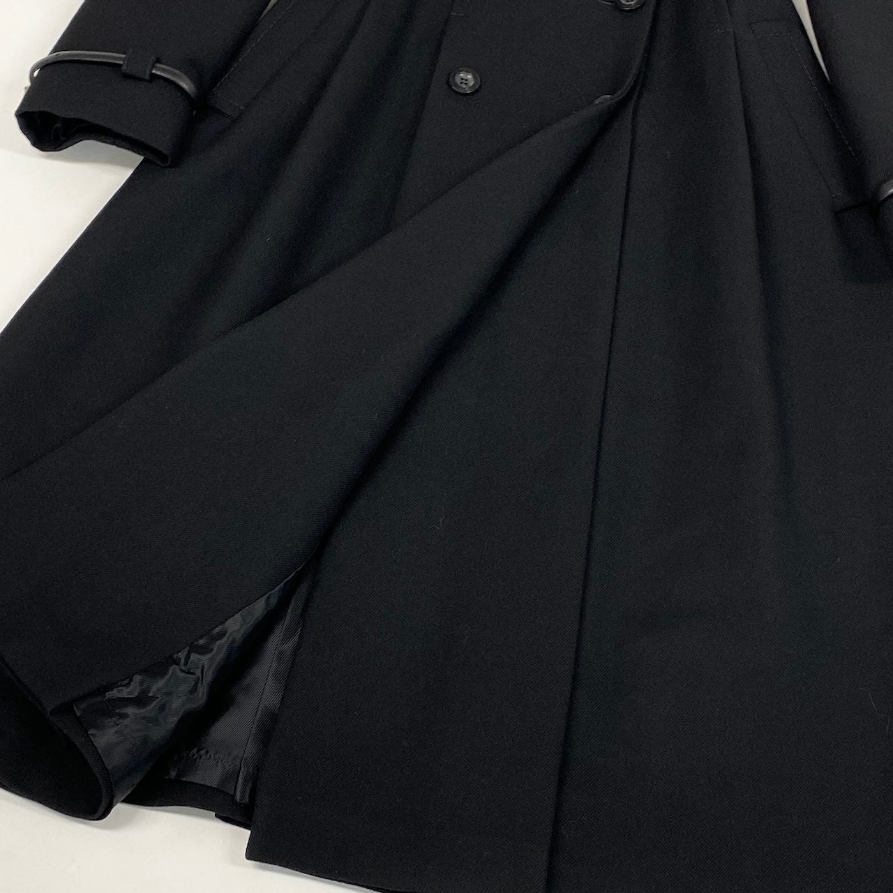 Ec31 《美品》 GUCCI グッチ レザーパイピング トレンチコート Leather Piping Trench Coat サイズ36 ブラック ベルト付t18r