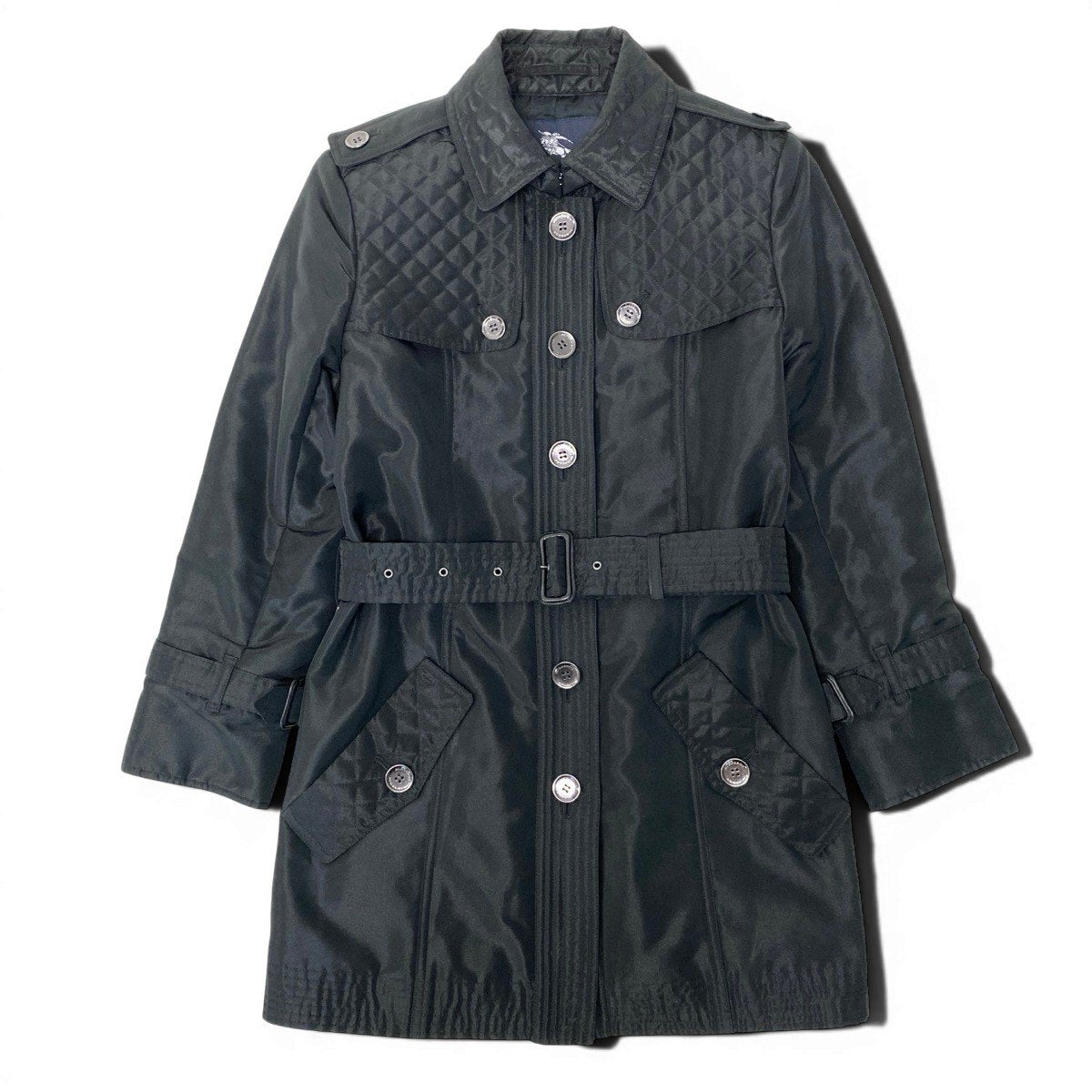 64g23 BURBERRY LONDON バーバリー 中綿トレンチコート キルティング サイズ36 ブラック レディースo07t