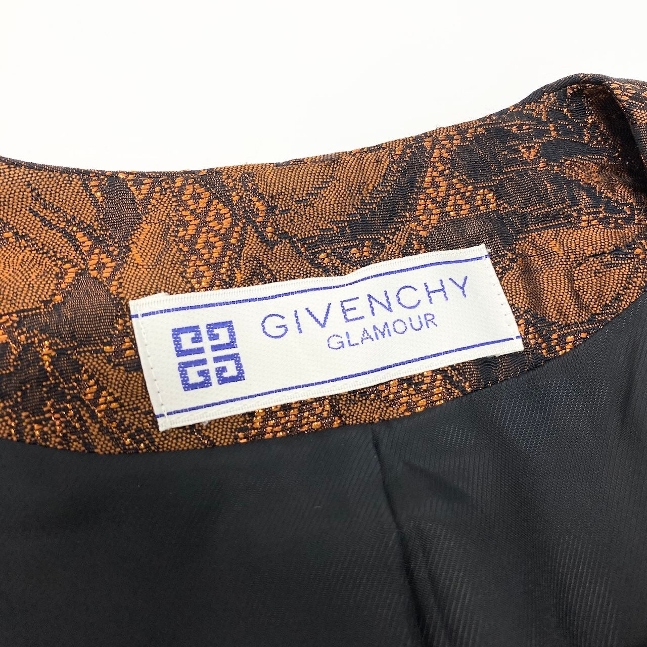 48c18 GIVENCHY ジバンシー Vintage ノーカラージャケット スクエアネック 花柄ジャケット アウター 13サイズ オレンジ レディース 女性用u02t