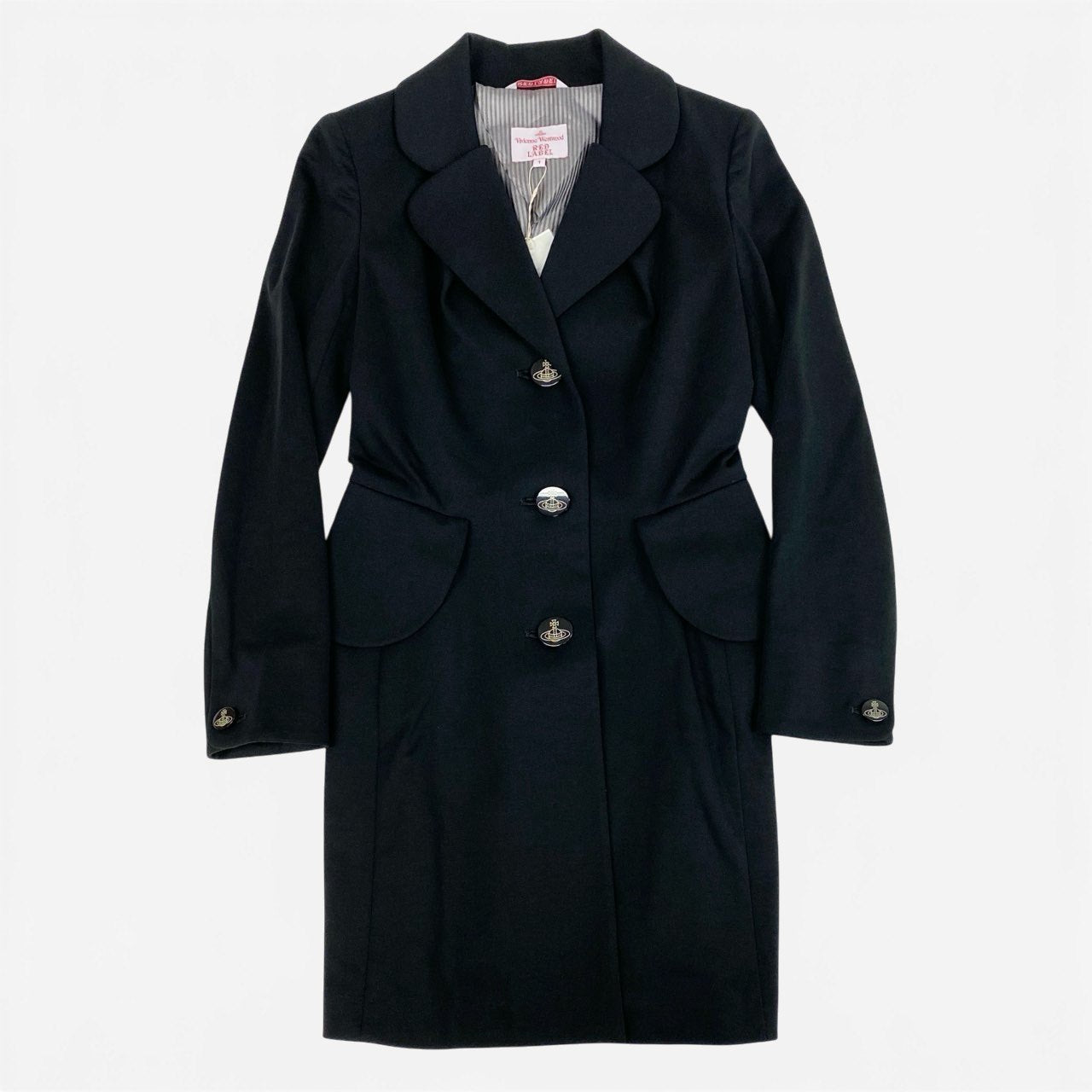55L23【未使用】Vivienne Westwood Red Label ヴィヴィアンウエストウッド レッドレーベル ラブコート サイズ1 ブラック レディース Aラインコートk02i