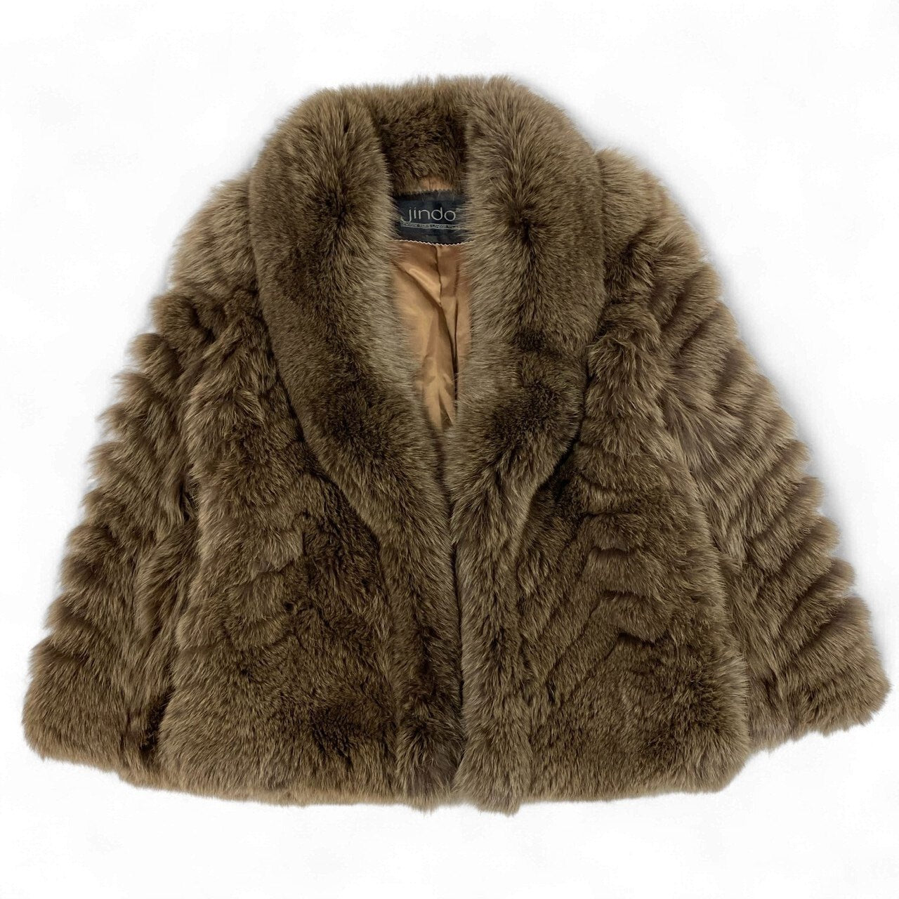 52k19 SAGA FOX サガフォックス 銀サガ 染め ブルーフォックス ファーコート 9 ブラウン 本毛皮 FOX FUR リアルファーt18r