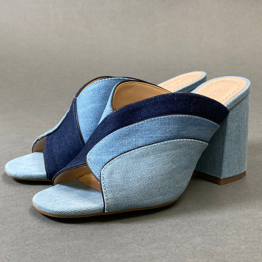 1h1 《美品》 COACH コーチ チャンキーヒール 3パターン デニムサンダル G3618 23.5cm インディゴ ブルー シューズ DENIM 夏k02i