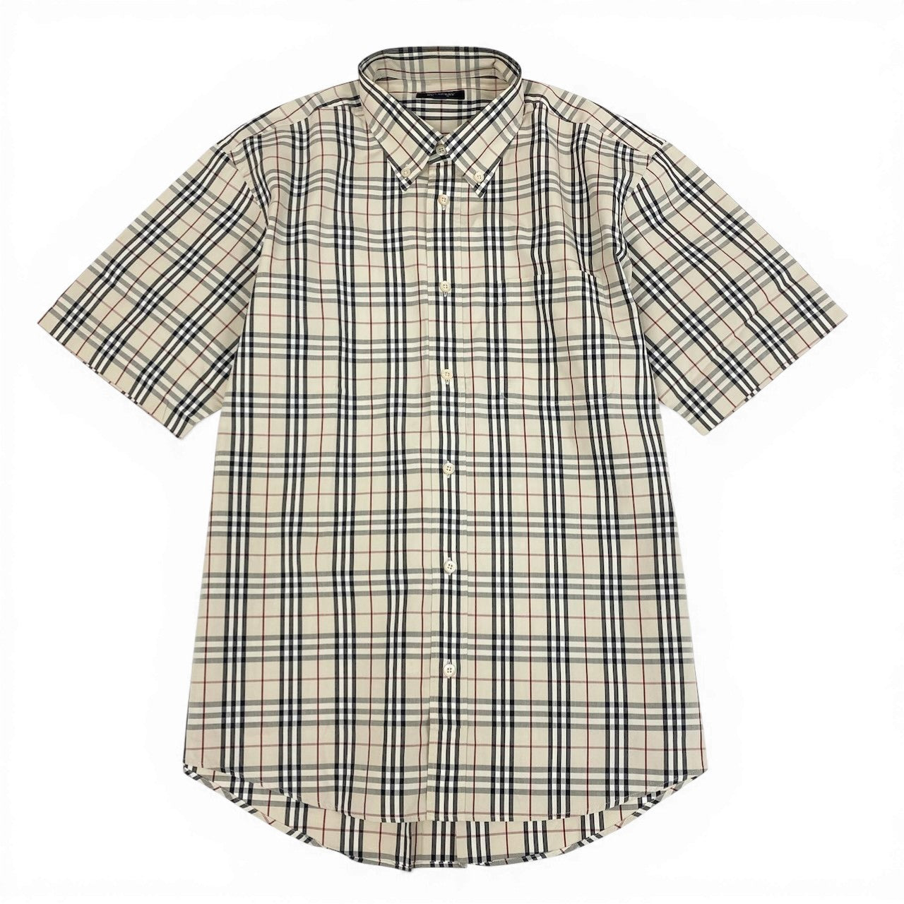 Ic27 BURBERRY バーバリー ノバチェックシャツ 半袖シャツ コットンシャツ トップス LLサイズ ベージュ コットン100％ メンズ 男性用u02t
