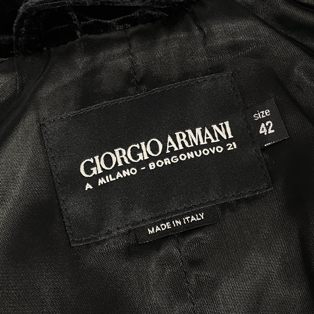14f10 GIORGIO ARMANI ジョルジオアルマーニ ラムファー フルジップジャケット ベロア切替 サイズ42 ブラック レディース 女性用u02t