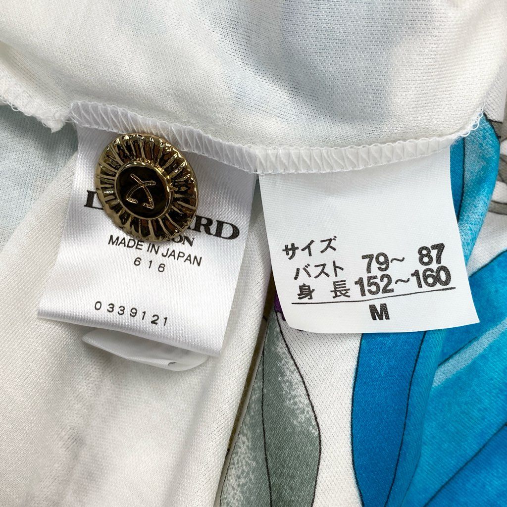 13l27【未使用品】LEONARD レオナール ノーカラージャケット 美しい花柄プリント 袖シアー素材 チュニック丈 Mサイズ ホワイト レディースk02i
