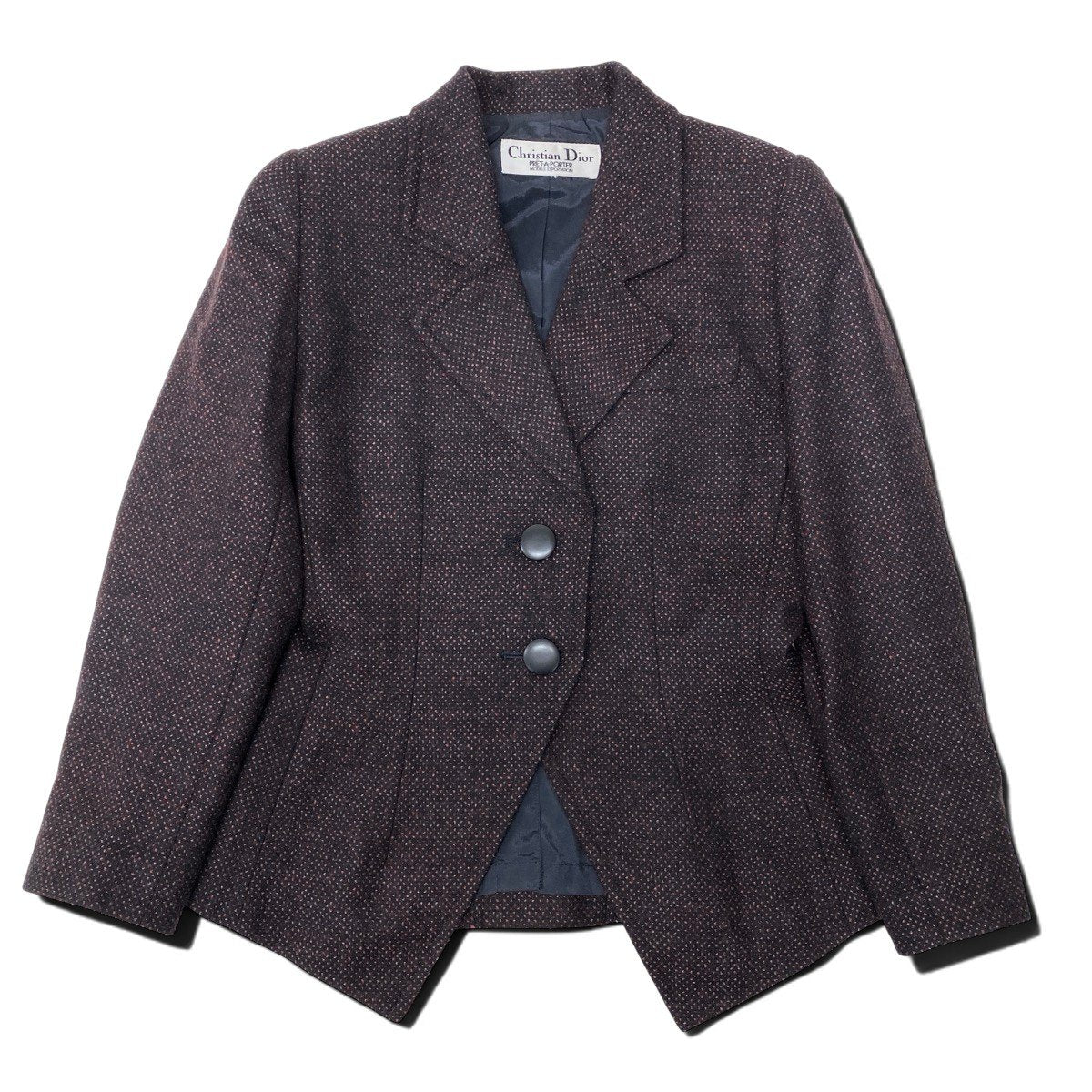 68h21 Christian Dior クリスチャンディオール テーラードジャケット ウールジャケット ブラック ボルドー レディースu02t