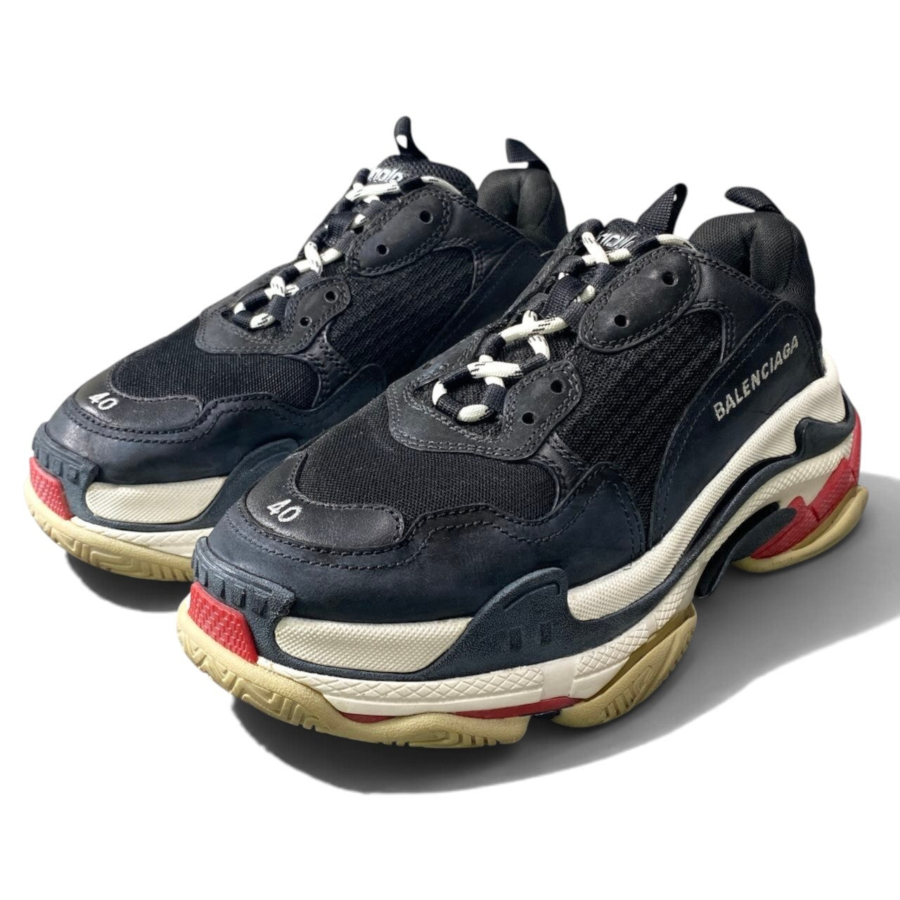 1h20 BALENCIAGA バレンシアガ Triple S スニーカー パネルデザイン 26.5cm ブラック メンズ 男性用t18r