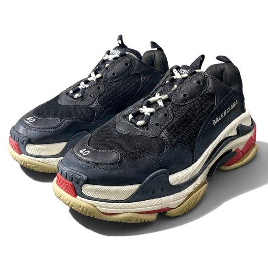 1h20 BALENCIAGA バレンシアガ Triple S スニーカー パネルデザイン 26.5cm ブラック メンズ 男性用t18r