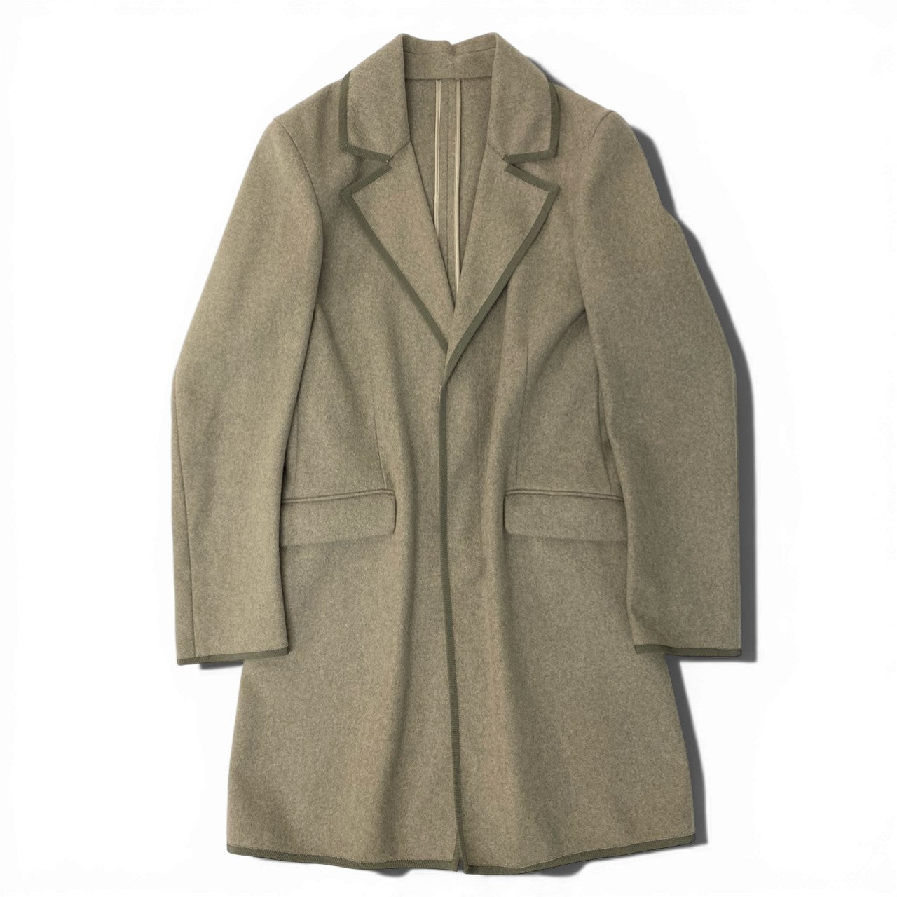 54b23 ALEXANDER McQUEEN アレキサンダーマックイーン archive アーカイブ ウールカシミヤ混チェスターコート ロングコート パイピング ベージュ メンズ 男性用u02t