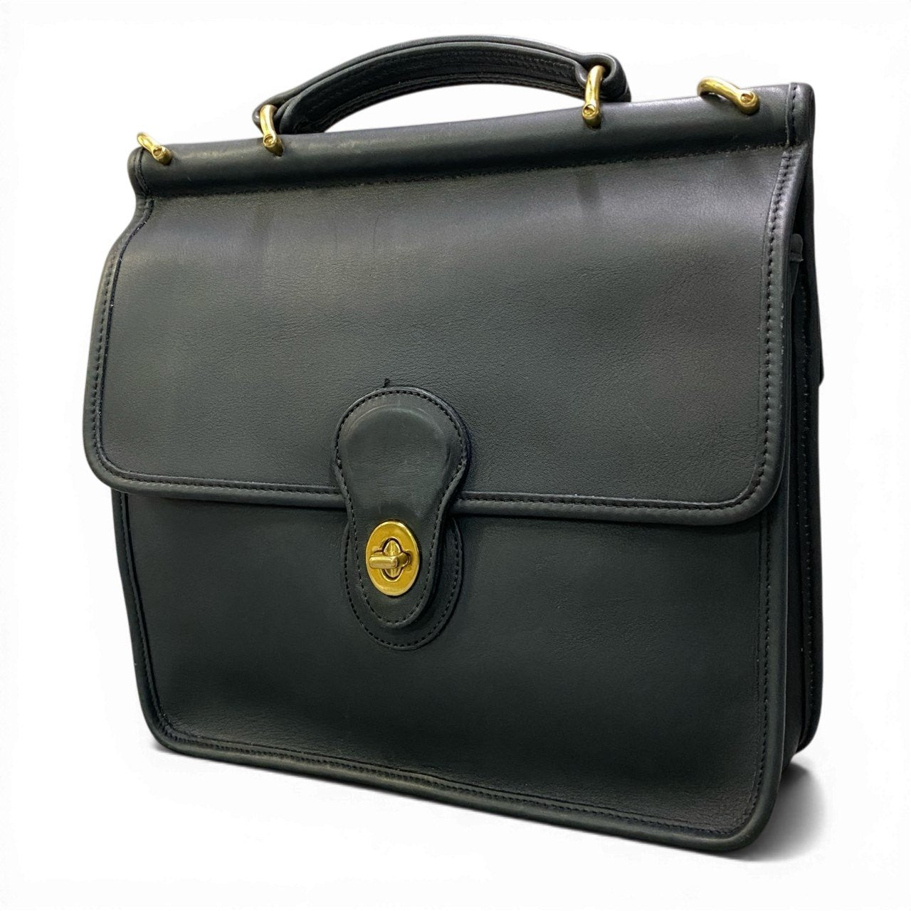 Cc24 COACH オールドコーチ ウィリス ターンロック ショルダーバッグ 9927 ネイビー レザー 2WAYt18r