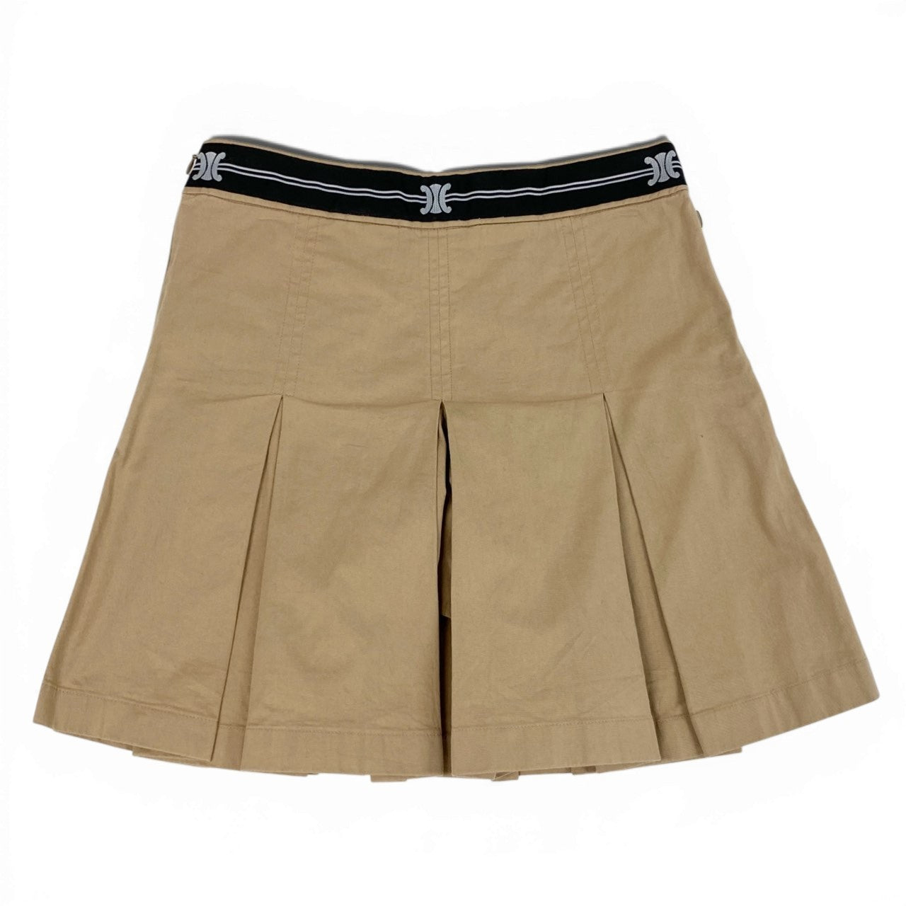 65b10 Vintage CELINE セリーヌ ウエスト マカダム スカートショーツ ショートパンツ キュロット 34 ベージュ レディースk02i