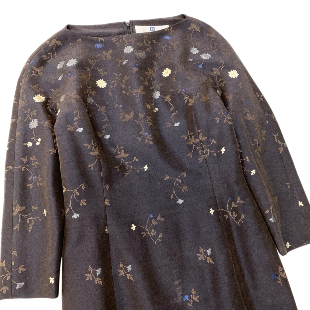 93h3 【美品】 GIVENCHY ジバンシィ 花柄刺繡 ロングワンピース ドレスワンピース サイズ36 ダークブラウン レディースu02t