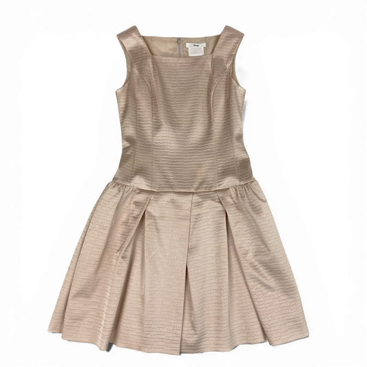 14a28 《美品》 Rene ルネ ノースリーブワンピース ドレスワンピース タックフレアスカート 36 ピンクベージュ レディース 女性用u02t