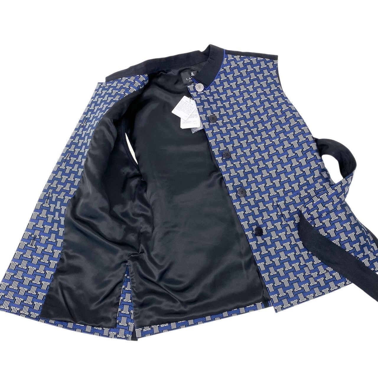 If8 【未使用タグ付】 LANVIN COLLECTION ランバンコレクション 定価16.5万円 セットアップ モノグラム ジャガーベスト ハーフパンツ サイズ36 ブルー レディース 女性用u02t
