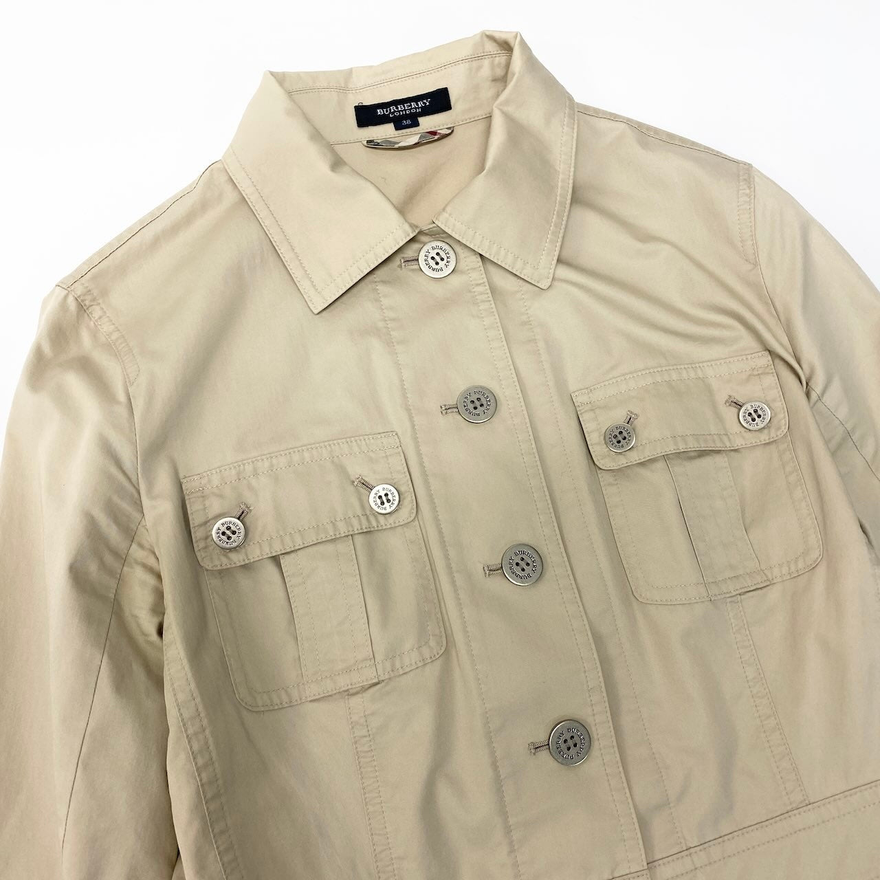 78d9 BURBERRY LONDON バーバリー ロンドン シャツジャケット Shirt Jacket サイズ38 ベージュ 山陽商会t18r