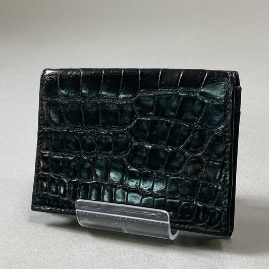 j3 Brioni ブリオーニ Crocodile Card Case クロコ 名刺入れ カードケース ブラック レザー パスケース ワニ革t18r