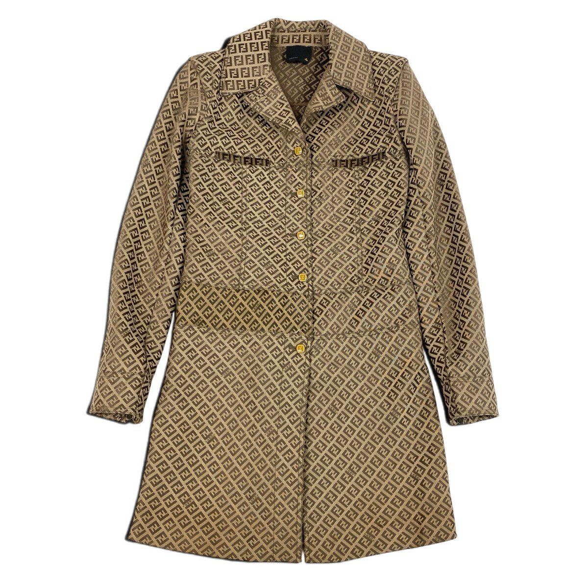 h17 【美品】FENDI フェンディ ジャケットコート ズッキーノ 42サイズ ブラウン  レディース 女性用k02i
