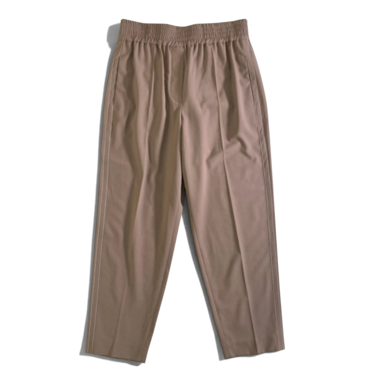 35j26 【未使用タグ付】 BRUNELLO CUCINELLI ブルネロクチネリ スラックスパンツ ウエストゴム ステッチデザイン サイズ42 ブラウン レディースu02t