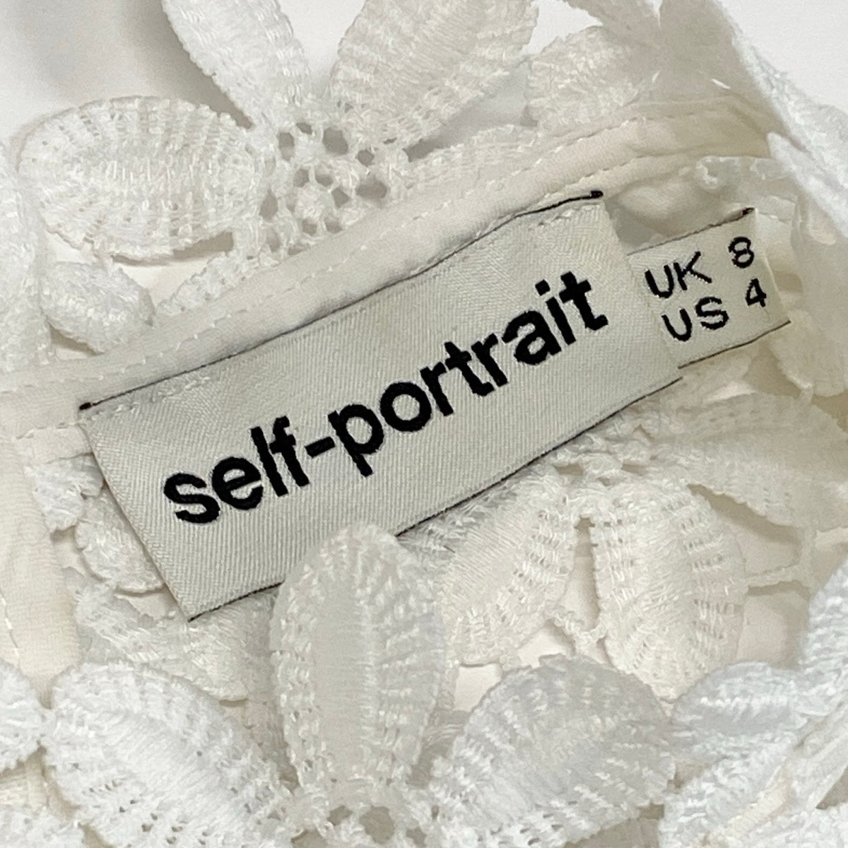 60f2 self-portrait セルフポートレイト 総レース ロングスリーブ カットソー レース装飾 花柄 トップス サイズUK8 ホワイト レディース 女性服o07t