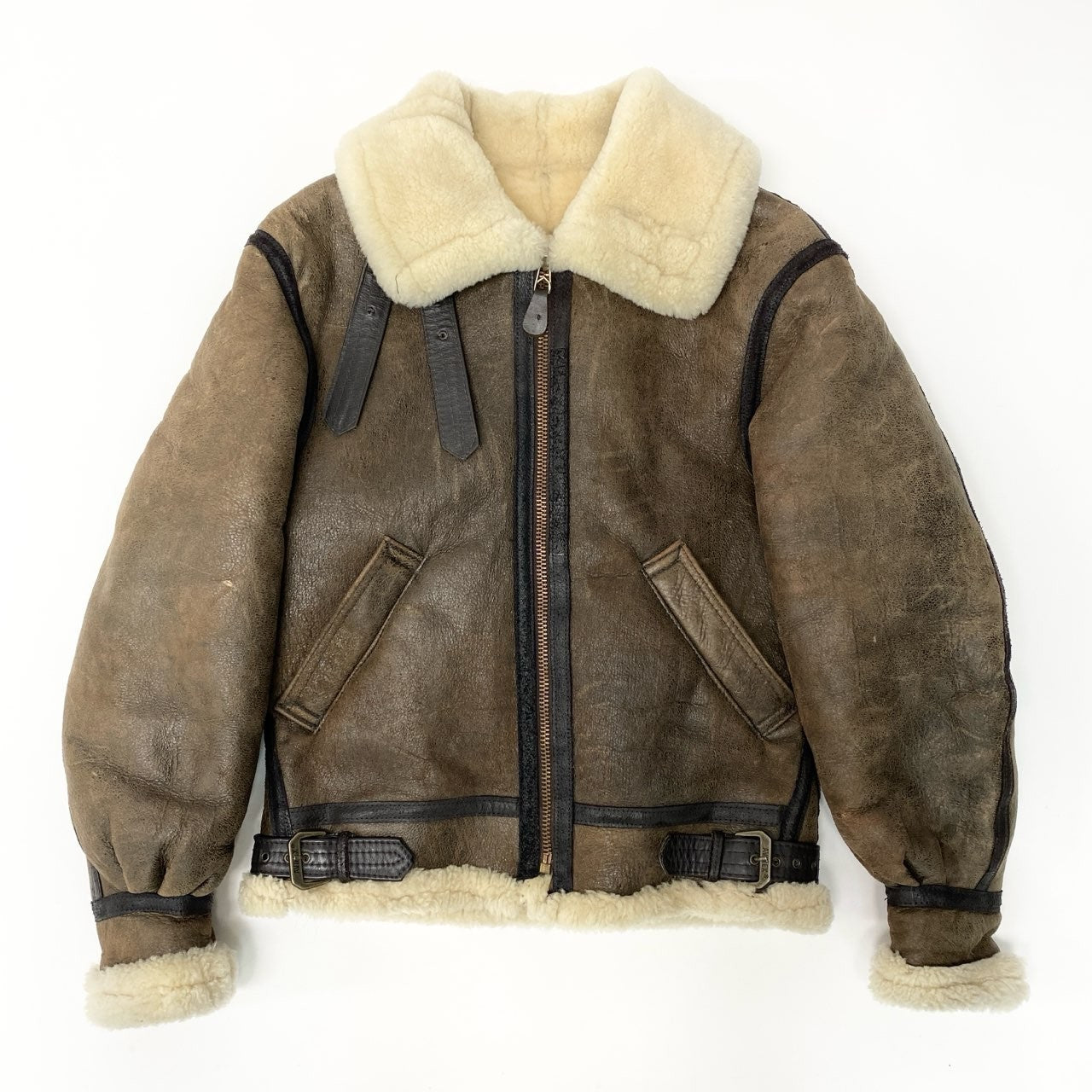 52c14 AVIREX アヴィレックス B-3 フライトジャケット ムートン 33H5595 32 ブラウン Flight Jacket アメカジt18r