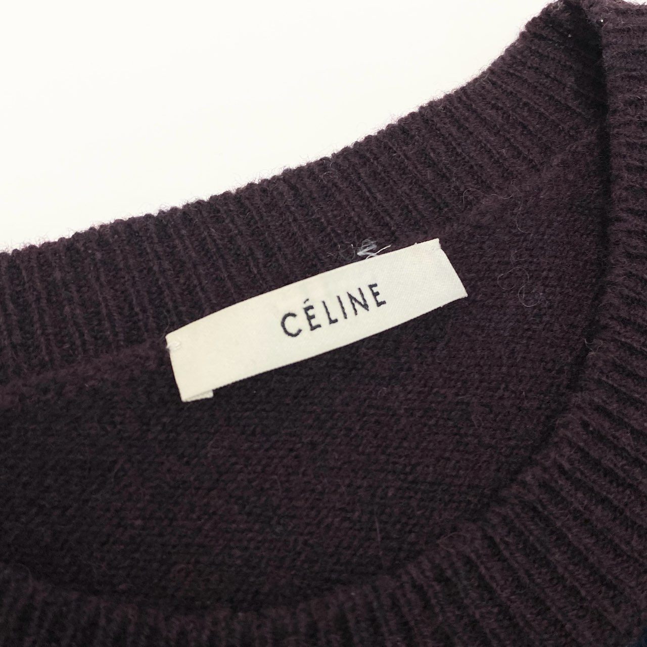 85a16 【美品】 CELINE セリーヌ 切替ニットワンピース 膝丈 ウールカシミヤ混 ロングスリーブ レディース 女性用 S マルチカラーo07t