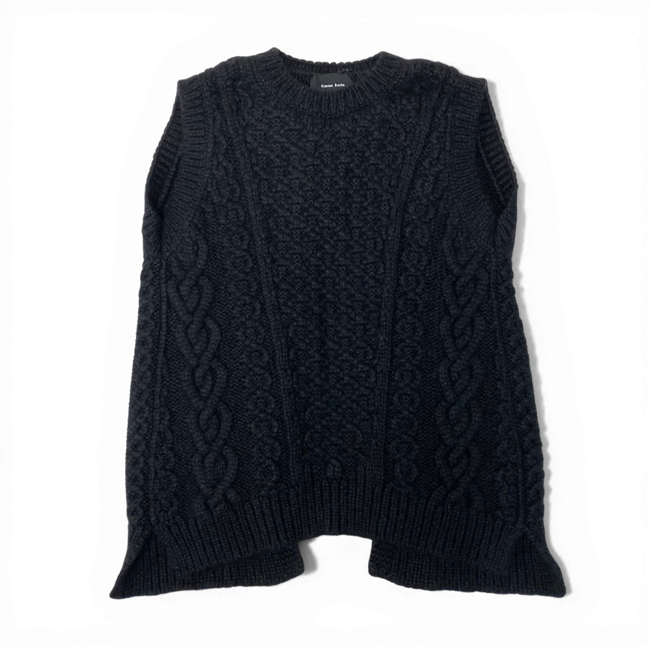 84c27《美品》 Simone Rocha シモーネロシャ スカルプテッド バックオープン ニットベスト サイズS ブラック アルパカメイン タグ付t18r