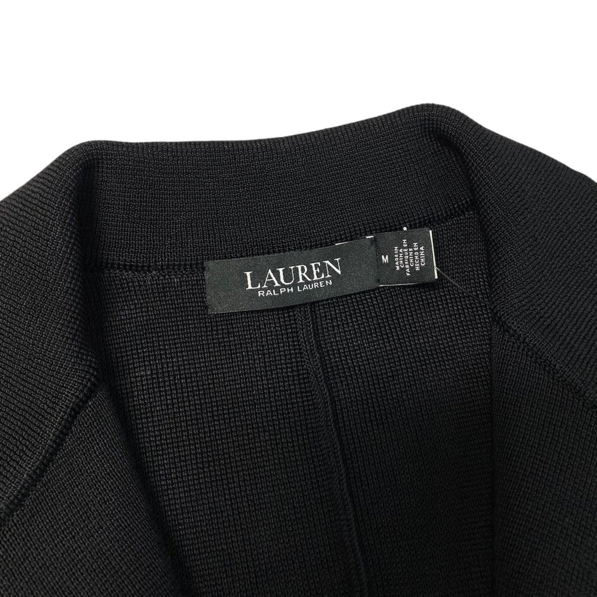 90j27 【タグ付】 LAUREN RALPH LAUREN ローレンラルフローレン 24年 テーラードジャケット アンコンジャケット ロゴワッペン サイズM ブラック レディースo07t