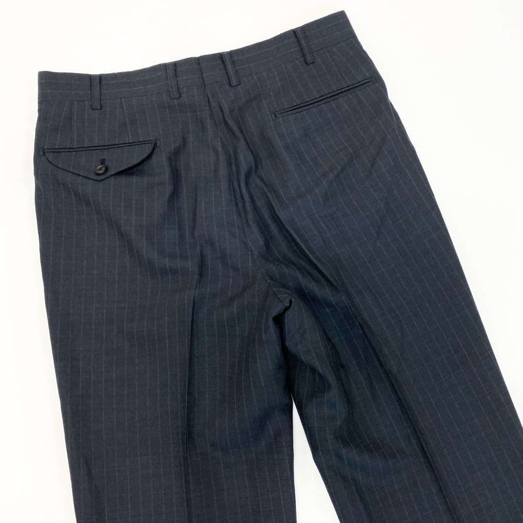 16a27 BURBERRY LONDON バーバリーロンドン スーツセットアップ テーラードジャケット スラックスパンツ ストライプ リネン混 94-84-165 AB4 ネイビー メンズ 男性用o07t