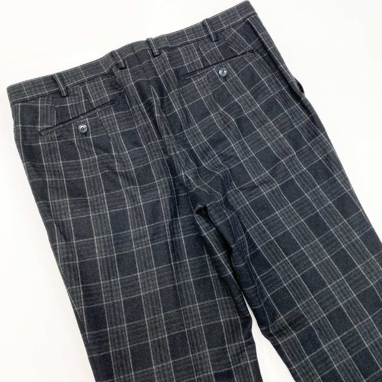 4k23 GINZA Global Style 銀座グローバルスタイル 英国製生地 JOHN FOSTER セットアップスーツ シングル 2B チェック柄 メンズ 紳士服 ダークグレー ウールu02t