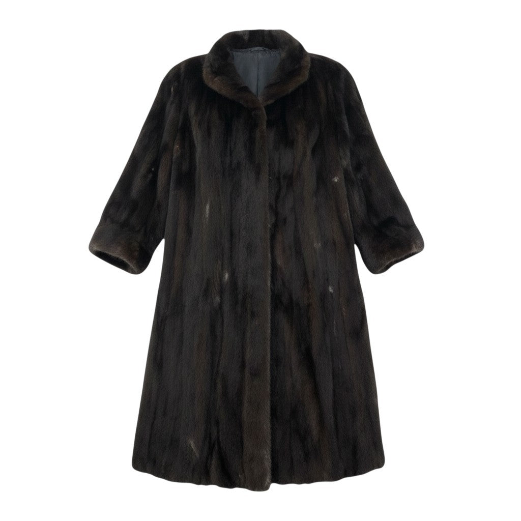 32k27 マホガニーミンク 着丈107cm 超ロングコート サイズ13号 ダークブラウン 本毛皮 MINK FUR リアルファー 艶◎ 毛並み◎t18r