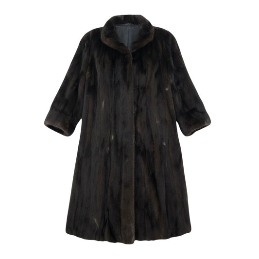 32k27 マホガニーミンク 着丈107cm 超ロングコート サイズ13号 ダークブラウン 本毛皮 MINK FUR リアルファー 艶◎ 毛並み◎t18r